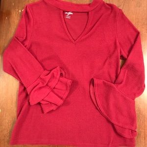 Burgundy Bell Sleeve Sweater
